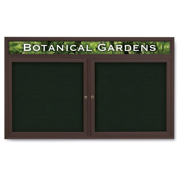 United Visual Products Indoor Enclosed Combo Board, 42"x32", Black Frame/Blue & Forbo UVCB4232B-BLUE-FORBO - main